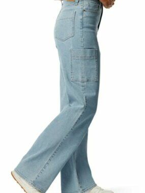 Signature Levi Strauss High Rise Loose Straight Cargo Jeans Size 10 30x29 Hemmed